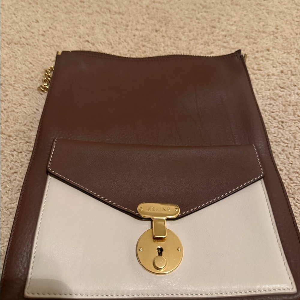 Celine shoulder Bag in Brown and Cream with Gold Accents - Picture 11 of 11